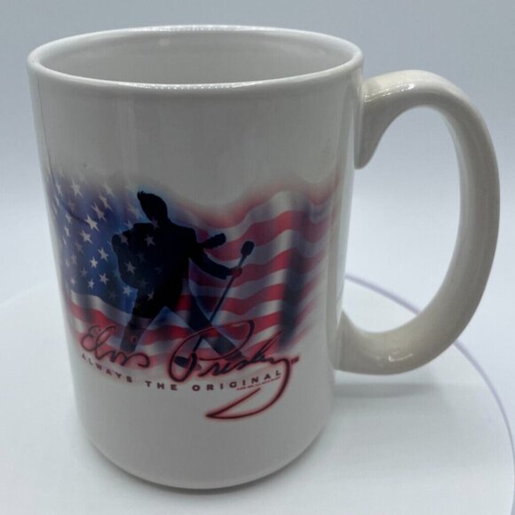 Elvis Presley Coffee - Tea Mug U.S.A. American Flag Always the Original Cup - Picture 1 of 8